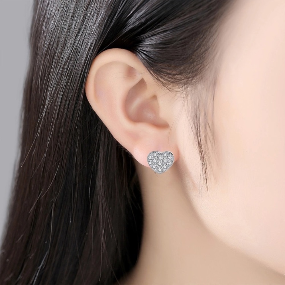 New! Sterling Silver Heart Stud Earrings - Picture 2 of 8